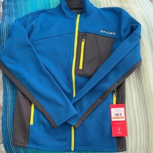 Spyder Bandit Full Zip Vibrant Blue and Charcoal Fleece Jacket
